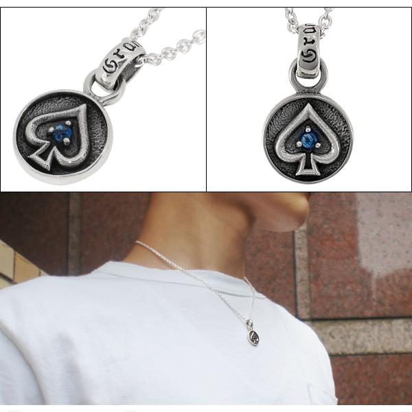 スペード ネックレス メンズ シルバー サファイア ラピスラズリ