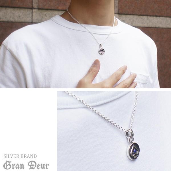 スペード ネックレス メンズ シルバー サファイア ラピスラズリ