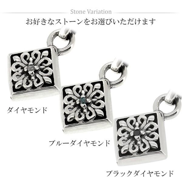 シルバーネックレス メンズ ダイヤモンド スクエア ユリ クロス