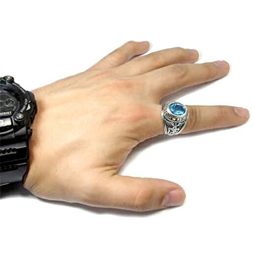 シルバーリング メンズ ブルートパーズ カレッジリング 17-25号 シルバーリング メンズ ブルートパーズ カレッジリング 17-25号