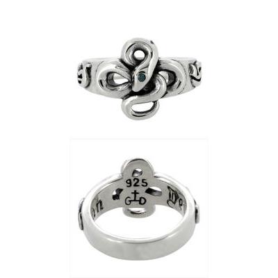 蛇 指輪 メンズ リング シルバー うねるヘビ スネーク ブルー