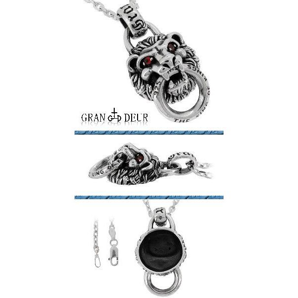 シルバーネックレス メンズ ライオン キングレオ ドアノッカー