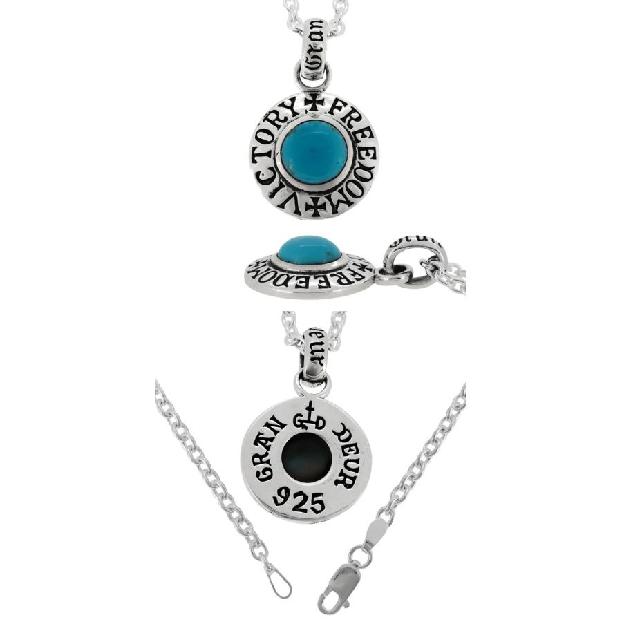 シルバーネックレス メンズ 円盤 ターコイズ トルコ石 ブランド
