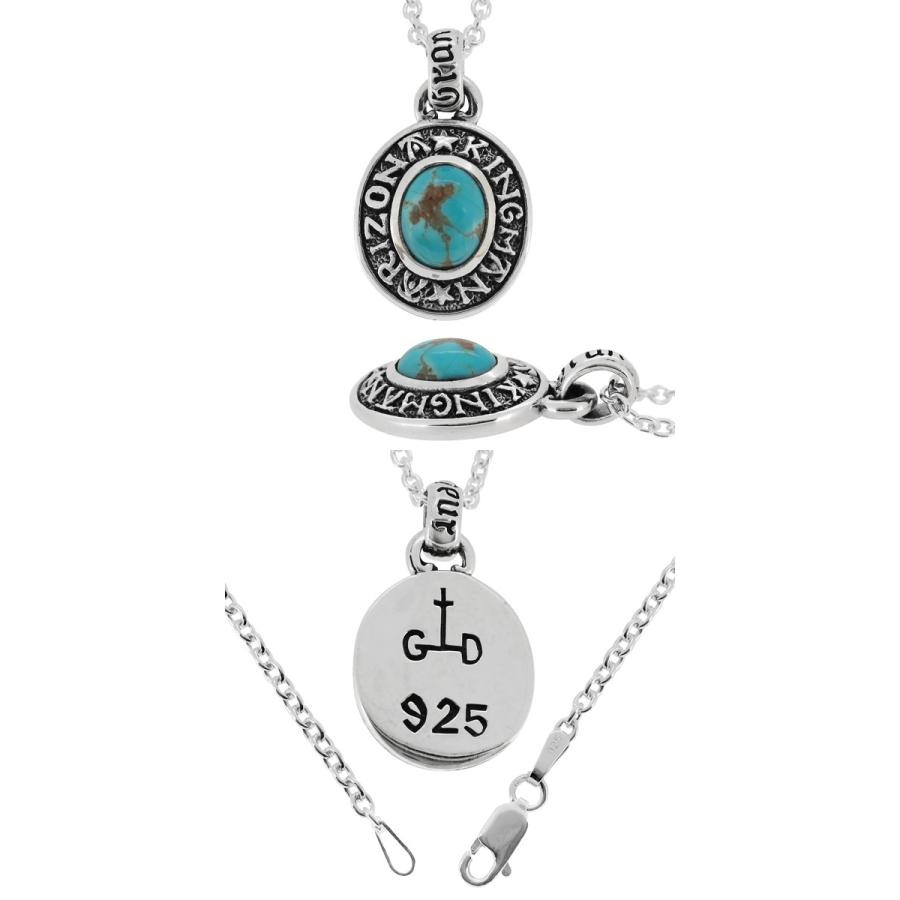 ペンダントトップ メンズ シルバー キングマン ターコイズ 中 トルコ石