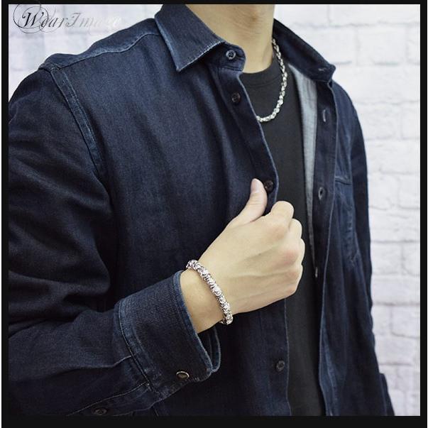 ジゴロウ ブレスレット メンズ ブランド シルバー ネイシス 15-19cm シルバー925 レザーブレスレット GIGOR 人気 爆買の画像