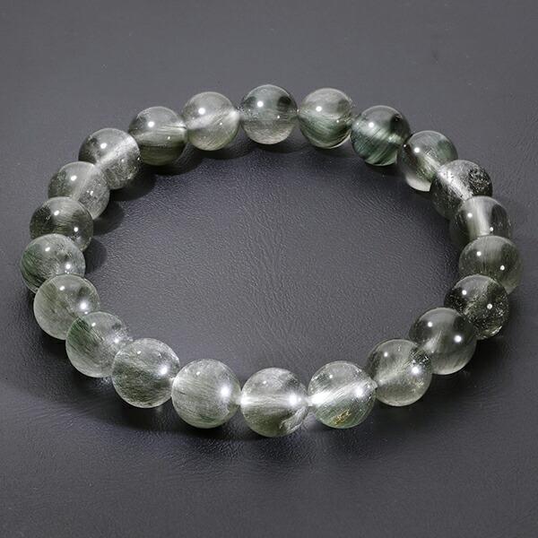ルチルクォーツブレスレット グリーンルチルクォーツ ブレスレット 8.7mm 17.5cm メンズM