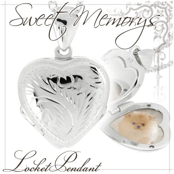 ロケットペンダント 写真 シルバー ハート型 クローバー 刻印 レディース おしゃれ 女性 トップ チェーンなし プレゼント