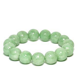 本翡翠 ブレスレット 翡翠 14mm 19cm 天然石 パワーストーン 緑 ヒスイ 