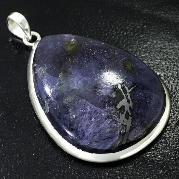 アイオライトサンストーン シルバー ペンダントトップ 雫 アイオライト