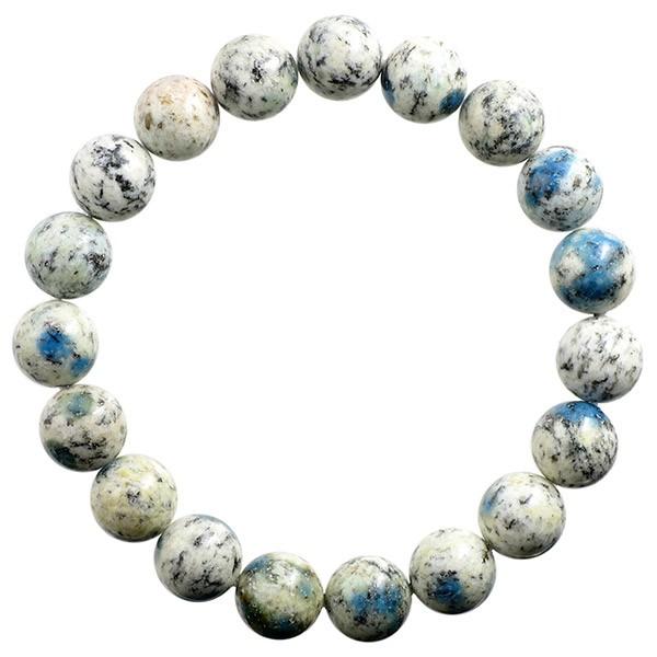 【高品質・希少】K2ストーン（アズライトイングラナイト） 10㎜ 天然石　ブレス K2ストーン ブレスレット 10mm 18cm アズライト イン グラナイト