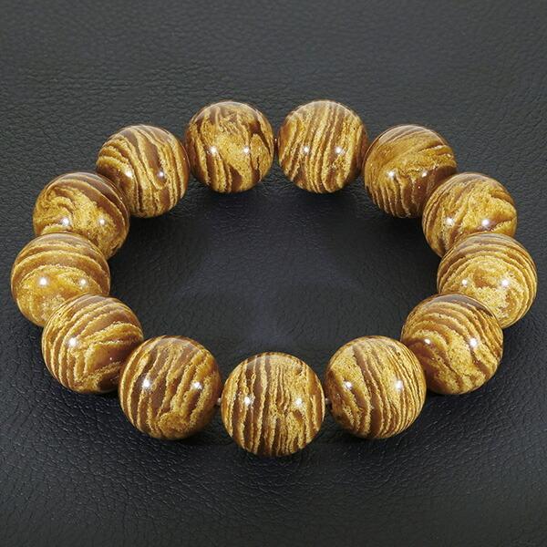 アンバー 琥珀 ゼブラアンバー ブレスレット 16mm 18cm メンズM