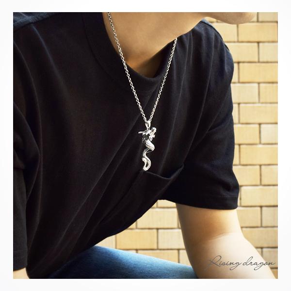 昇り龍 ネックレス メンズ シルバー 竜 ドラゴン 和風 大きめ
