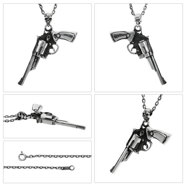 K-SMITH ルビー リボルバー スカル ネックレス シルバー K-SMITH ルビー リボルバー スカル ネックレス シルバー