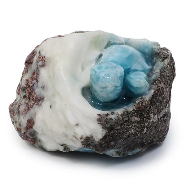 ラリマー 原石 亀 カメ 彫刻 974g 天然石 パワーストーン ペクトライト