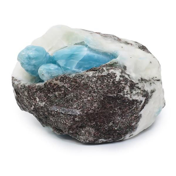 ラリマー 原石 亀 カメ 彫刻 974g 天然石 パワーストーン ペクトライト