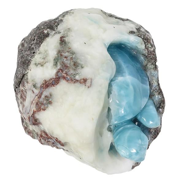 ラリマー 原石 亀 カメ 彫刻 974g 天然石 パワーストーン ペクトライト