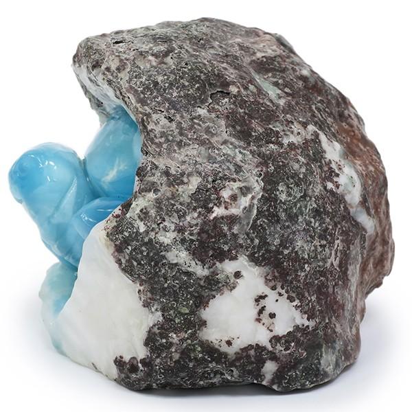 ラリマー 原石 亀 カメ 彫刻 876g 天然石 パワーストーン ペクトライト