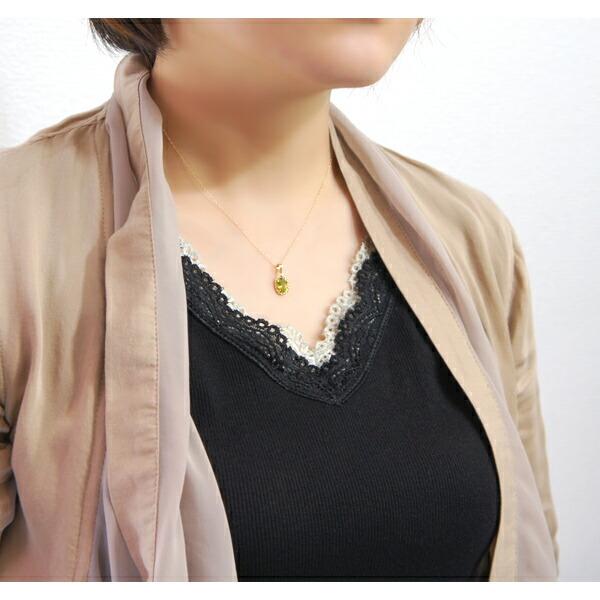 K18 ペリドット ネックレス オーバル レディース 誕生石 8月 18