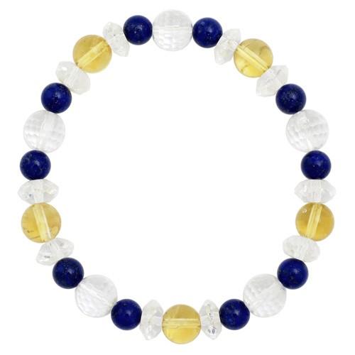 128面カット水晶 ブレスレット ラピスラズリ シトリン 8mm 17cm 天然石