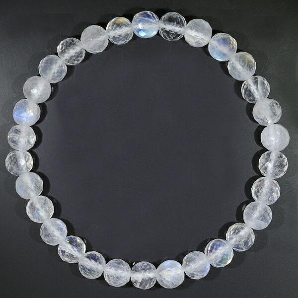 ブルームーンストーン カット ブレスレット 6.5mm 18cm メンズM
