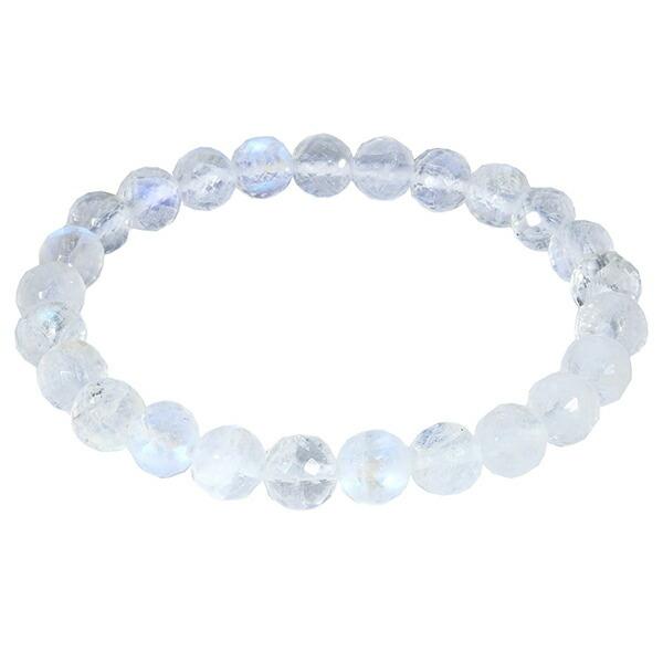 ブルームーンストーン カット ブレスレット 8mm 18cm メンズM