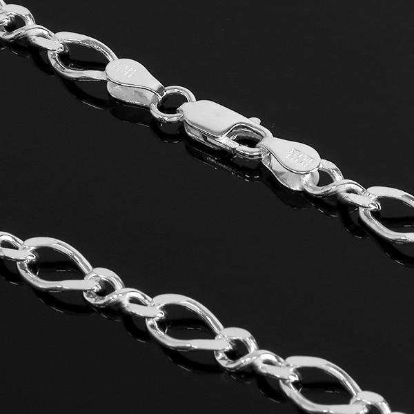 シルバーチェーン 925 ネックレスチェーンのみ 8の字フィガロ 55cm 幅