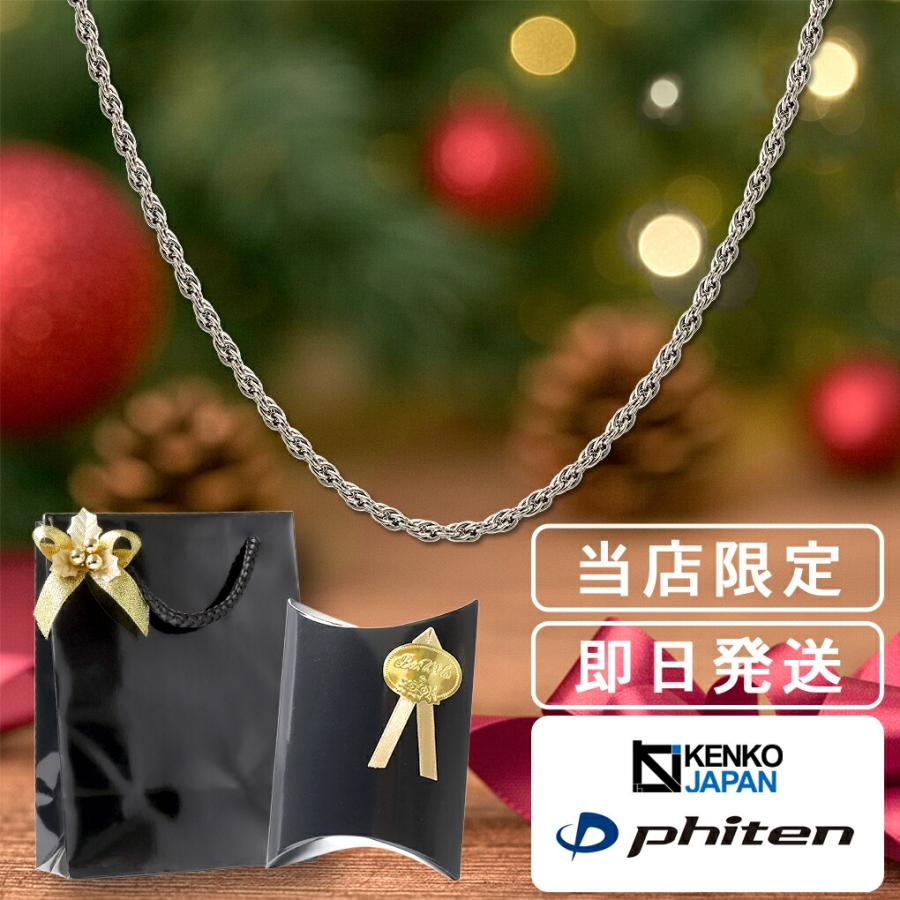 ファイテン チタン ネックレスチェーンのみ 限定 金属アレルギー対応 40-60cm 幅1.7mm ダブルあずき メンズ レディース phiten プレゼント の商品画像