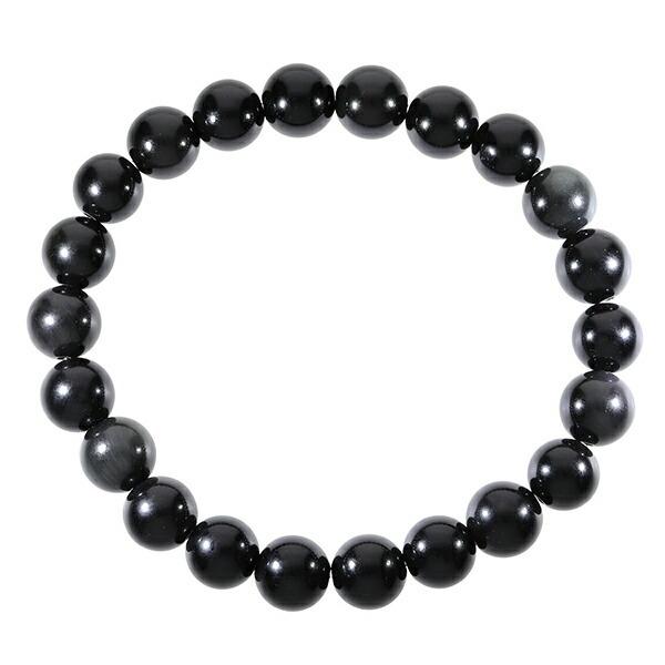 オブシディアン ブレスレット 8mm 16.5〜18.5cm S〜LL サイズ 黒曜石