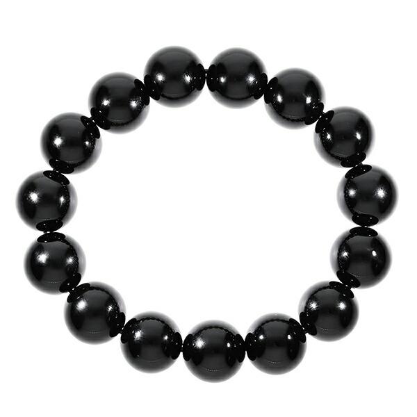 オニキス ブレスレット 大玉 14mm 18.5〜20.5cm メンズ M〜LL サイズ 