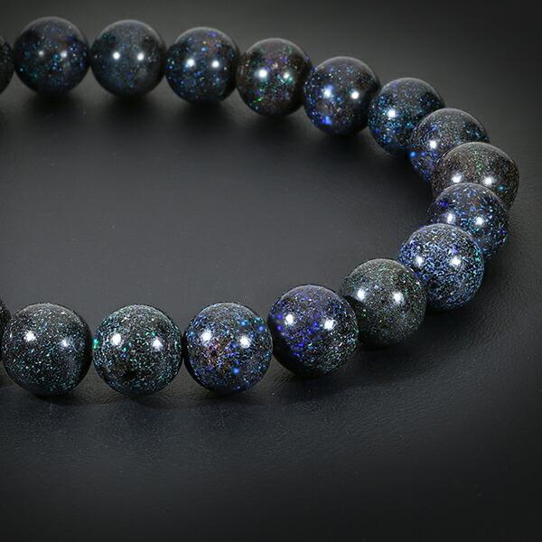 ブラックオパール ブレスレット 8mm 18cm メンズM レディースL サイズ 