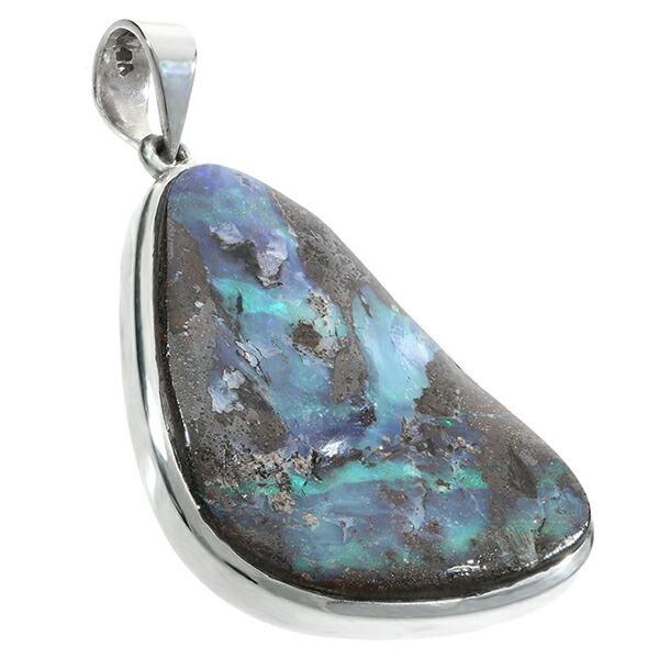 ボルダーオパール 原石 シルバー ペンダントトップ 10月 誕生石