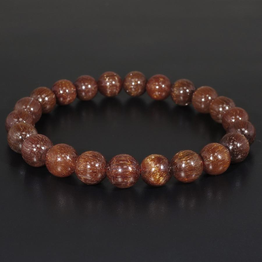 オレンジルチルクォーツ ブレスレット 8.3mm 17cm キャッツアイ 天然石  