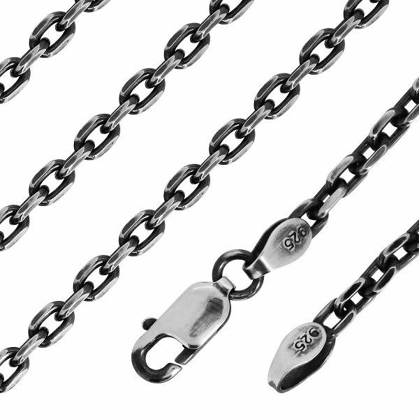 シルバーチェーン ネックレスチェーンのみ 燻し 黒 4面カットあずき 50cm 幅約2.6mm メンズ 人気 シルバー925 おしゃれ プレゼント 爆買の画像