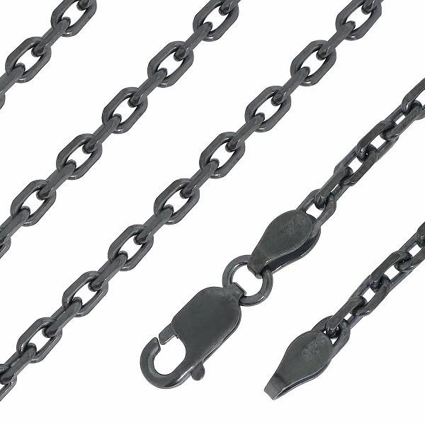 シルバーチェーン ネックレスチェーンのみ 燻し 黒 4面カットあずき 50cm 幅約2.6mm メンズ 人気 シルバー925 おしゃれ プレゼント 爆買の画像