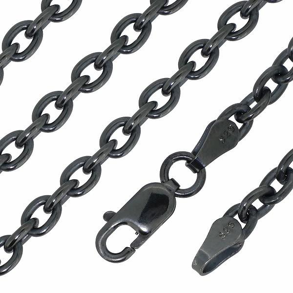 シルバーチェーン ネックレスチェーンのみ 燻し 黒 あずき 50cm 幅約3.5mm メンズ 人気 シルバー925 おしゃれ プレゼント 爆買の画像