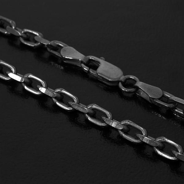 ネックレスチェーン メンズ 黒 いぶし あずき 2面カット 50cm 幅約3.8mm シルバー925 チェーンのみ 人気 おしゃれ アズキ 小豆 プレゼント 爆買の画像