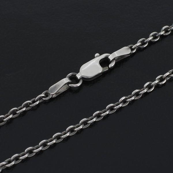 シルバーチェーン ネックレスチェーンのみ 燻し 黒 あずき 45cm 幅約