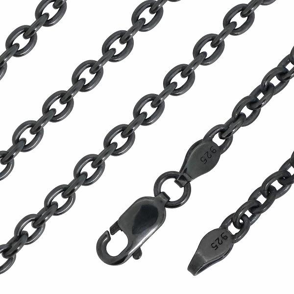 シルバーチェーン ネックレスチェーンのみ 燻し 黒 あずき 70cm 幅約