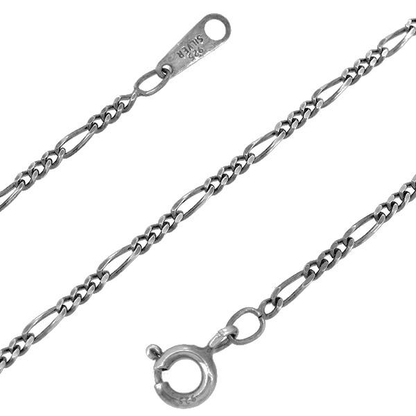 シルバーチェーン ネックレスチェーンのみ 燻し 黒 フィガロチェーン