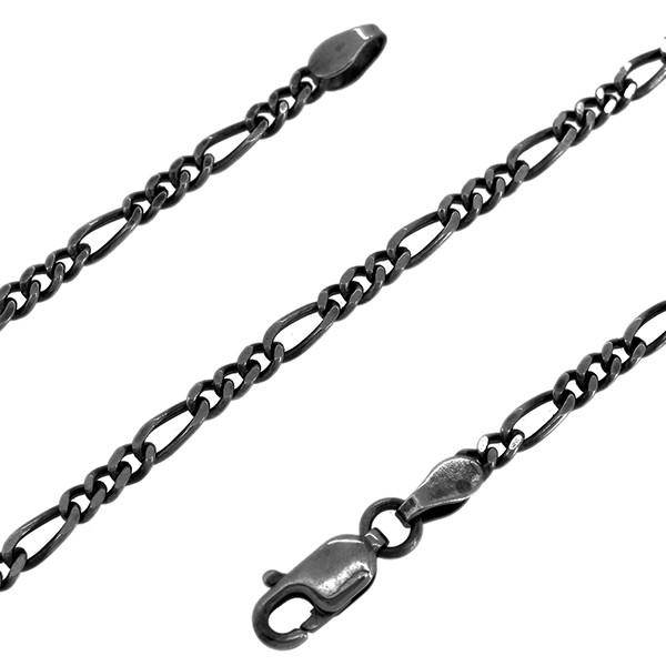 シルバーチェーン ネックレスチェーンのみ 燻し 黒 フィガロチェーン 40cm 幅約2.4mm メンズ 人気 シルバー925 おしゃれ 爆買の画像
