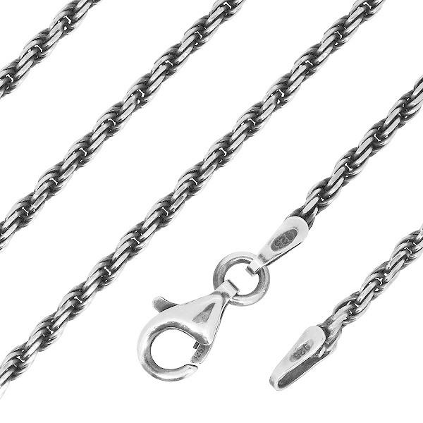 シルバーチェーン ネックレス チェーン いぶし カットフレンチロープ 幅約1.8mm 60cm 銀の蔵 銀 ハード フレンチロープ ロープ 輪 縄 爆買の画像