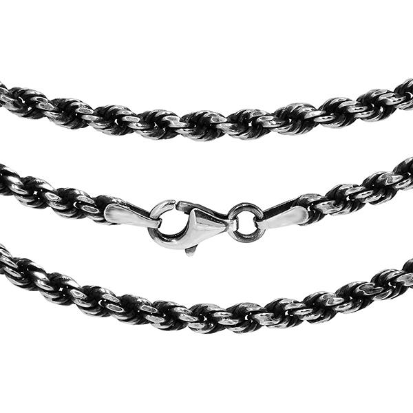 シルバーチェーン ネックレスチェーンのみ 燻し 黒 カットフレンチロープ 55cm 幅約2.6mm メンズ 人気 シルバー925 おしゃれ プレゼント 爆買_2