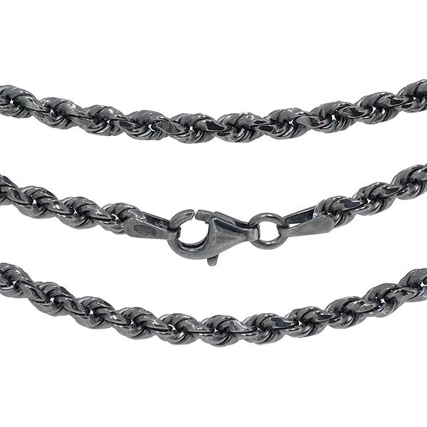 シルバーチェーン ネックレスチェーンのみ 燻し 黒 カットフレンチロープ 55cm 幅約2.6mm メンズ 人気 シルバー925 おしゃれ プレゼント 爆買_3