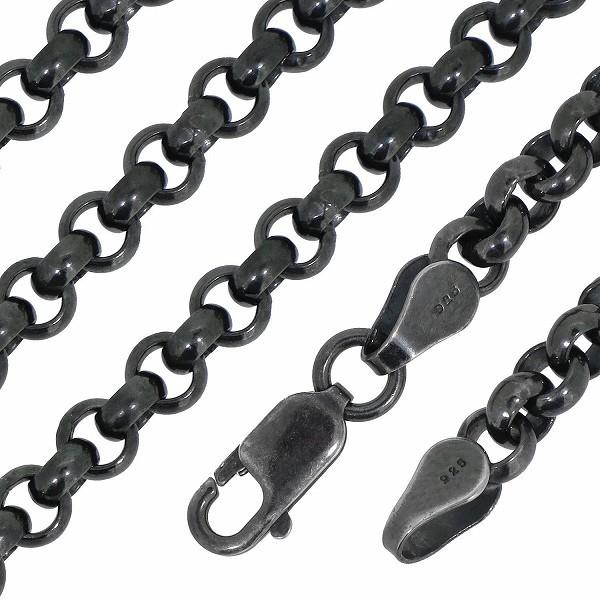 シルバー925 ネックレス ロールチェーン 黒 いぶし 甲丸 50cm 幅約4.5mm シルバーチェーン のみ メンズ 人気 おしゃれ シンプル プレゼント 爆買の画像