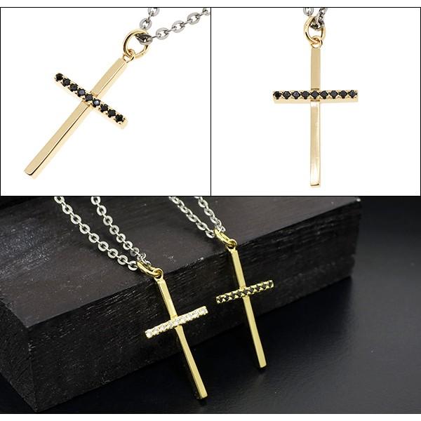 クロスネックレス メンズ レディース シルバー イエローゴールド ジルコニア シンプル ブランド クロスネックレス メンズ プレゼント | PMR | 02