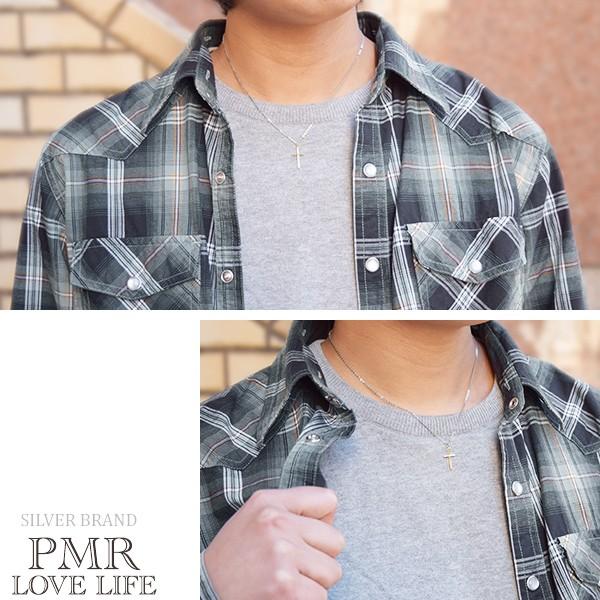 クロスネックレス メンズ レディース シルバー イエローゴールド ジルコニア シンプル ブランド クロスネックレス メンズ プレゼント | PMR | 04