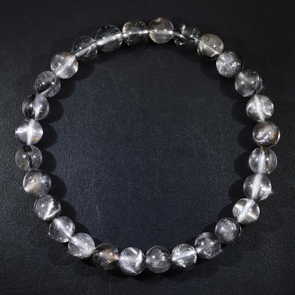 【お手頃品質,価格】プラチナルチルクォーツ　ブレスレット　良質　美品　天然 プラチナルチルクォーツ ブレスレット 6mm 16.5cm レディースS サイズ