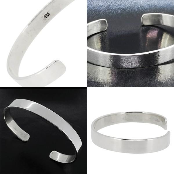シルバーバングル メンズ 平打ち 鏡面 シンプル 人気 シルバー