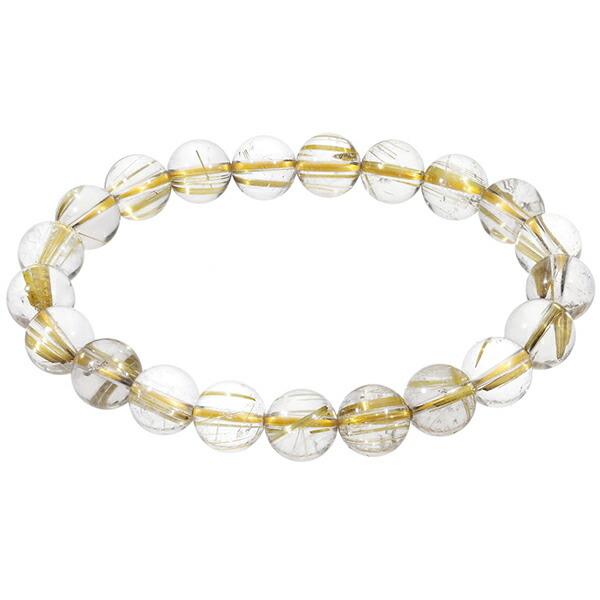 ゴールドルチル　9mm　天然石　ブレスレット ゴールドルチルクォーツ ブレスレット 9mm 18cm メンズM レディースL