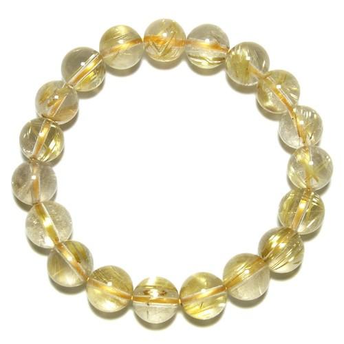 金針 ブレスレット ルチルクォーツ 10mm 17.5cm ゴールドルチル 
